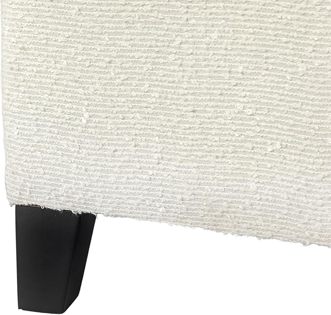 Adeco 18 Inch High Cube Ottoman Storage, Linen Chair Foot Stools, Upholstered Vanity Stool with Hinged Lid, Solid Wood Legs (White Circle Yarn)-CasaMuseHome