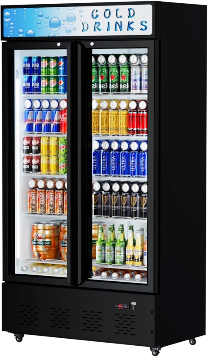 30 Cu.ft. Commercial Beverage Refrigerators Glass Door Refrigerator Upright Display Cooler with Soft LED Light and Adjustable Shelves for Restaurant Grocery Stores Home-CasaMuseHome