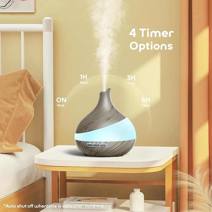 500ML Essential Oil Diffuser: Aroma Diffuser with Remote Control for Hotel Spa Yoga Room - Humidifiers for Bedroom with 14 Colors LED Night Light for Kids/Women Home Relaxation-CasaMuseHome