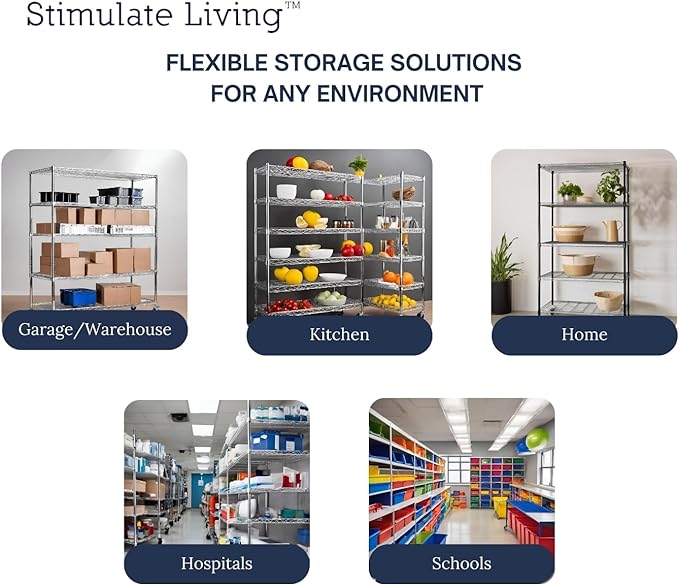 36"x18"x72" Prime Heavy Duty Black 5-Tier Wire Shelving NSF 4000 LBS MAX Capacity Storage Rack for Commercial, Hospital, School, Garage, and Kitchen Uses (with Wheels)-CasaMuseHome