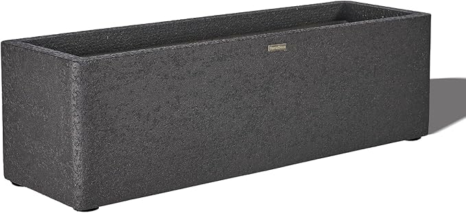 31 Inch Rectangular Concrete Planter,Durable All-Weather Use with Drainage Holes,Large Rectangular Planter for Outdoor Indoor Plants-CasaMuseHome