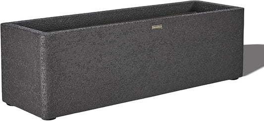 31 Inch Rectangular Concrete Planter,Durable All-Weather Use with Drainage Holes,Large Rectangular Planter for Outdoor Indoor Plants-CasaMuseHome