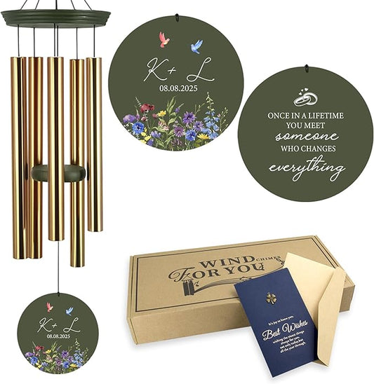 2025 Wedding Wind Chimes for Couple, Deep Tone Personalized Wind Chime, Wedding Gifts for Couples, Customized Windchime for Husband/Wife-CasaMuseHome
