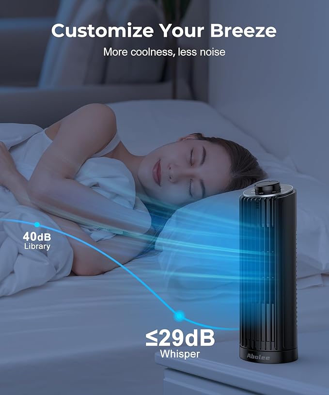 Abolee Tower Fan, 23ft/s Desk Fan, 70° Oscillating Table Fan for Bedroom, Standing Table Fan with 3 Modes, 2024 New 13 Inch Bladeless fan for Bedroom, Home,Office-CasaMuseHome