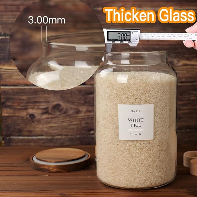 2 PCS Large Glass Jar with Airtight Lid, Glass Food Storage Jars for Tea,Spice,Cereal, Egg,Flour,Coffee and More(1 gallon/4000 ml)-CasaMuseHome