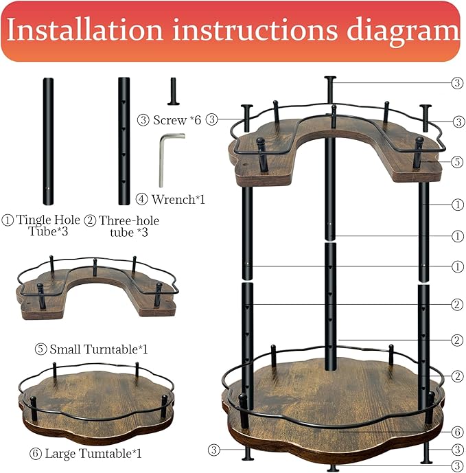2 Tier Lazy Susan Organizer,2-Tier Spinning Spice Rack with Stable Carousel Base & 4 Height Settings for Cupboard Kitchen Countertop Dining Table Cupboard (Petal Shape)-CasaMuseHome