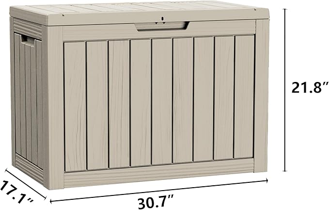 45 Gallon Lockable Resin Deck Box, Waterproof & UV-Resistant Outdoor Storage Box for Outdoor Cushion Storage, Garden Tools & Pool Accessories Storage, Gray-CasaMuseHome