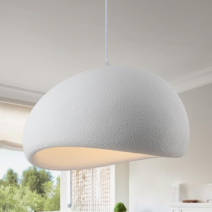 19.7in Wabi Sabi Pendant Lights Kitchen Island Lighting Fixture Ceiling Mount White Modern Japanese Lamp Japandi Chandelier for Dining Living Room Hallway Bedroom Restaurant Hanging Lamp-CasaMuseHome