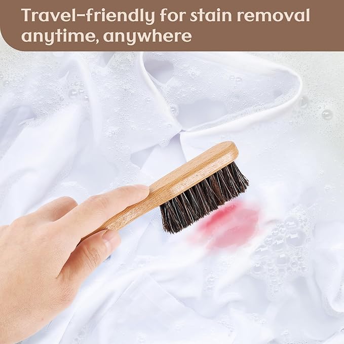 3 Pcs Wood Laundry Stain Brush Stain Remover Brushes with Boar Bristle Small Stain Brush for Clothes for Scrubbing Stains from Furniture Fabric Leather(3 Pcs C)-CasaMuseHome