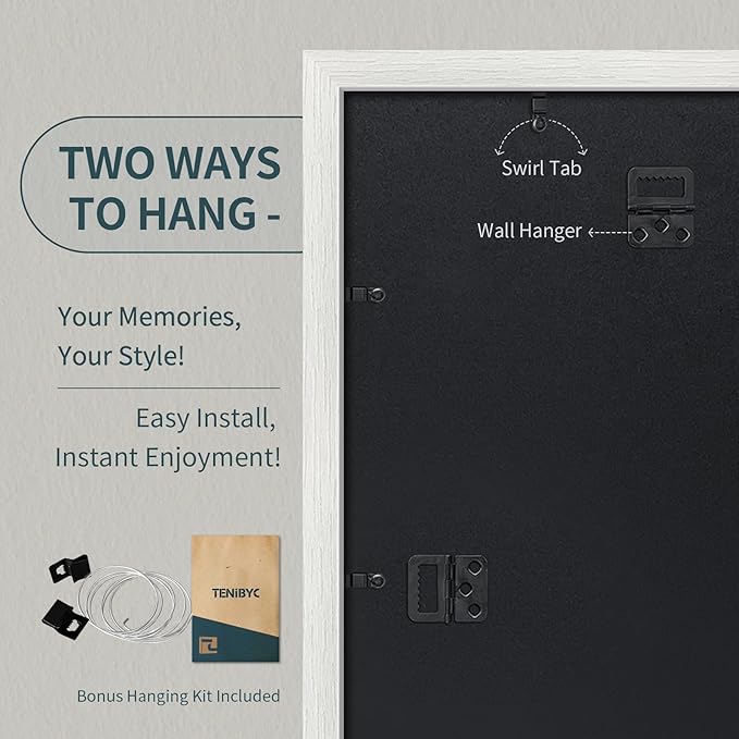 13x19 Picture Frame 3 pk, Textured White Solid Wood Poster Frame, HD Tempered Glass, Wall Gallery Frame-CasaMuseHome