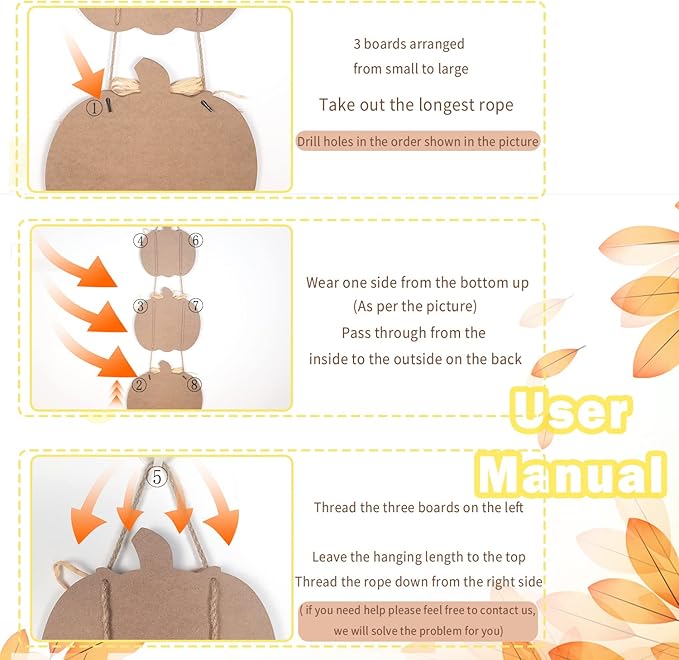 3 Pieces Pumpkin Decor Grateful Thankful Blessed Wall Signs,Rustic Hanging Welcome Door Sign for Autumn Harvest Thanksgiving Halloween Door Wall Decoration Indoor Outdoor Fall Decor for Home-CasaMuseHome