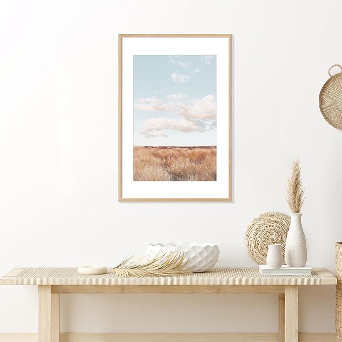 20x30 Poster Frame Natural Solid Oak Photo Frames with 16x24 Removable Mat Wall Hanging Large Handcrafted Frame with HD Plexiglass Wall and Tabletop Display Large Picture Frame-CasaMuseHome