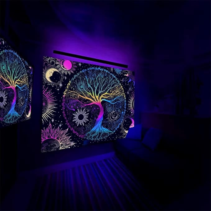 AACKart Blacklight Tapestry for Bedroom - Spiritual Tree of Life Wall Tapestry Glow in the Dark Wall Hanging 78.7 x 59.1 inches-CasaMuseHome
