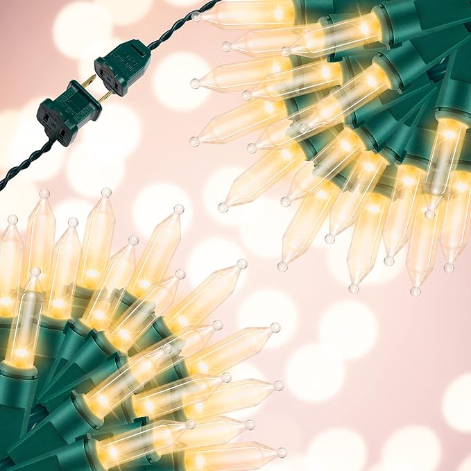 100LIGHTS WARM WHITE Extra-Bright With End Connectors Christmas Decorative Lights 5.98m UL Certified Mini String Light Set Waterproof for Home Garden Holiday Christmas Tree Party Patio Wedding-CasaMuseHome