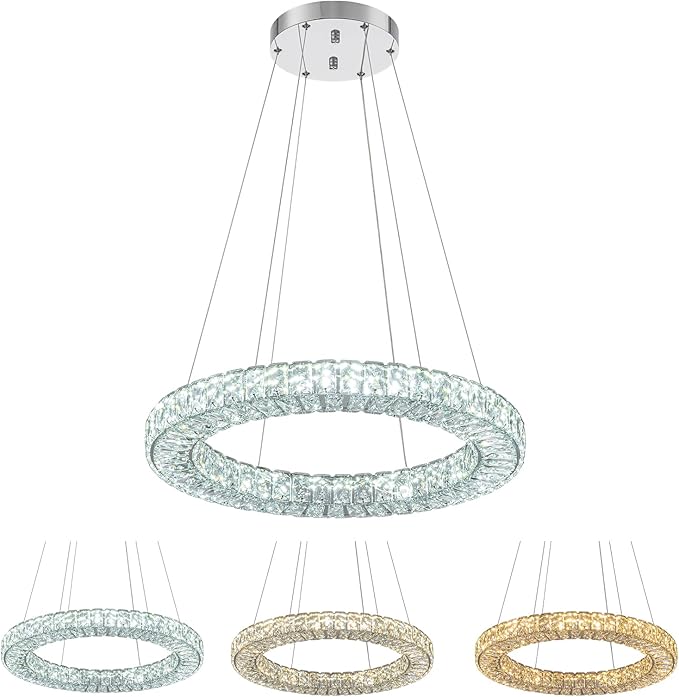 22" Chandelier Crystal Chandeliers Ceiling Light Fixture with Remote Control Flush Mount Ceiling Lights for Living Room Dining Room Bedroom(dimmable)-CasaMuseHome