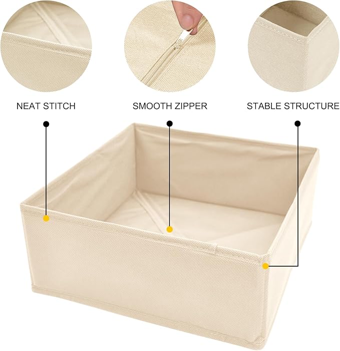 6 Pack Drawer Organizers for Clothing,Fabric Foldable Closet Organizers and Storage Dresser Drawer Dividers Storage Basket Bins for Clothes,Socks,Scarves,Ties,Underwear,Towels-CasaMuseHome