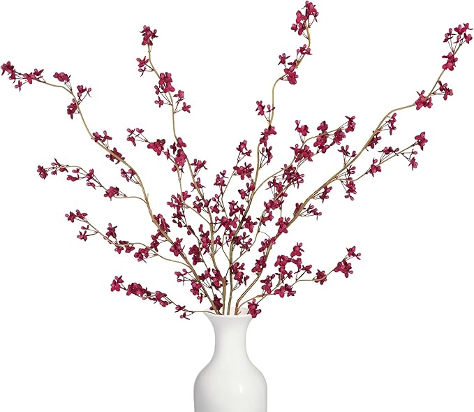 4Pcs Fake Flowers Blossom Branches Artificial Flowers for Indoor Decor, Faux Long Stem Realistic Indoor Plants for Vase Wedding Home Office Bedroom Party Table Centerpieces Decor-CasaMuseHome