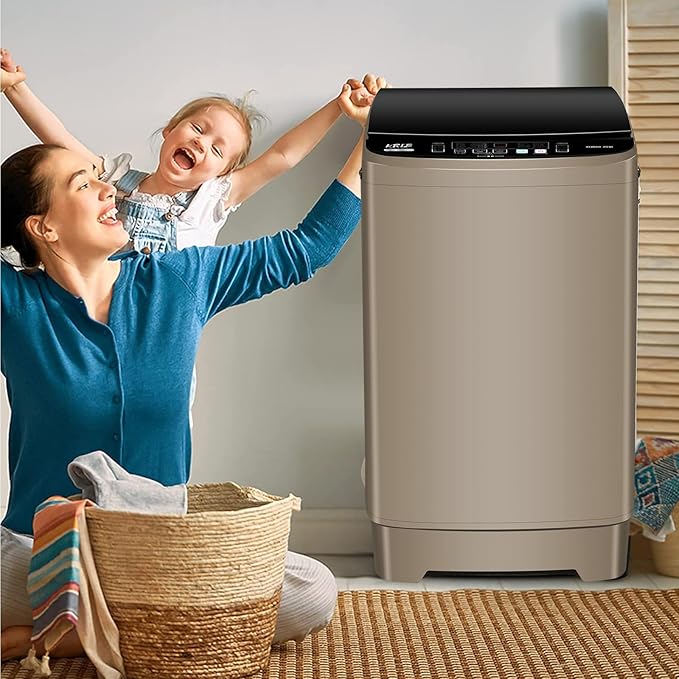 17.7 lbs Full Automatic Washing Machine with LED Display Compact Washing Machine with Drain Dump, 10 Wash Programs and 8 Water Levels Ideal for Dorms, Apartments, RV, Gold, KB03 GOLD6-3-CasaMuseHome