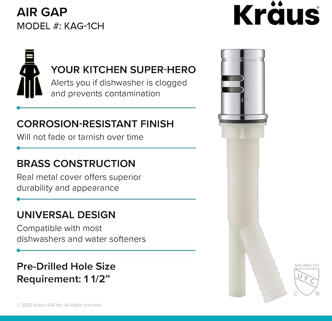 KRAUS Dishwasher Air Gap in Chrome, KAG-1CH