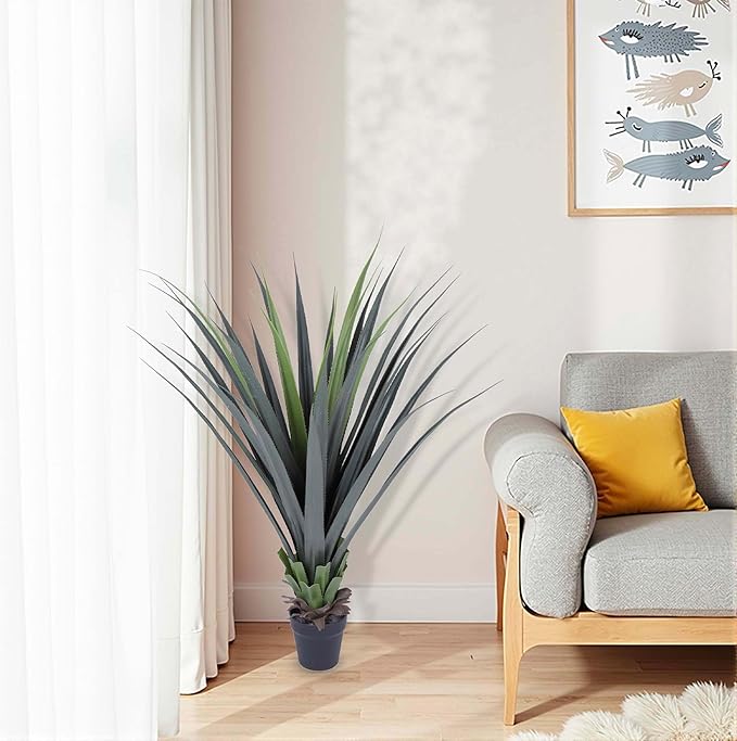 44inch Artificial Agave Plant Potted Plants Fake Agave Plant for Home Office Garden Indoor Outdoor Decoration (2PACK)-CasaMuseHome