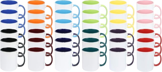 11oz White Ceramic Sublimation Coffee Mug in White Gift Box, 12 Mixed Colors, Case of 36-CasaMuseHome