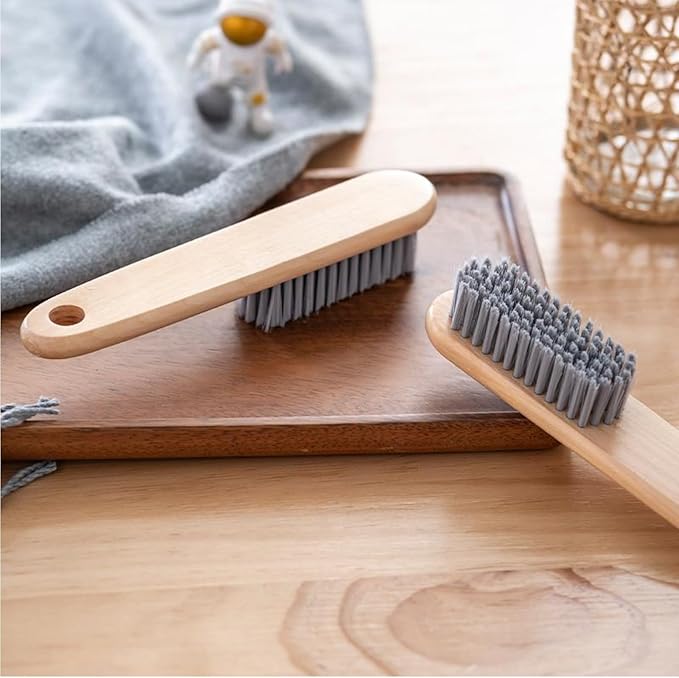 2PCS Wood Laundry Brush, Long Handle Clothing Stain Remover Scrubber, Soft Bristle for Scrubbing Out Tough on Delicate, Easy to Grip Hand Washing Clothes-CasaMuseHome
