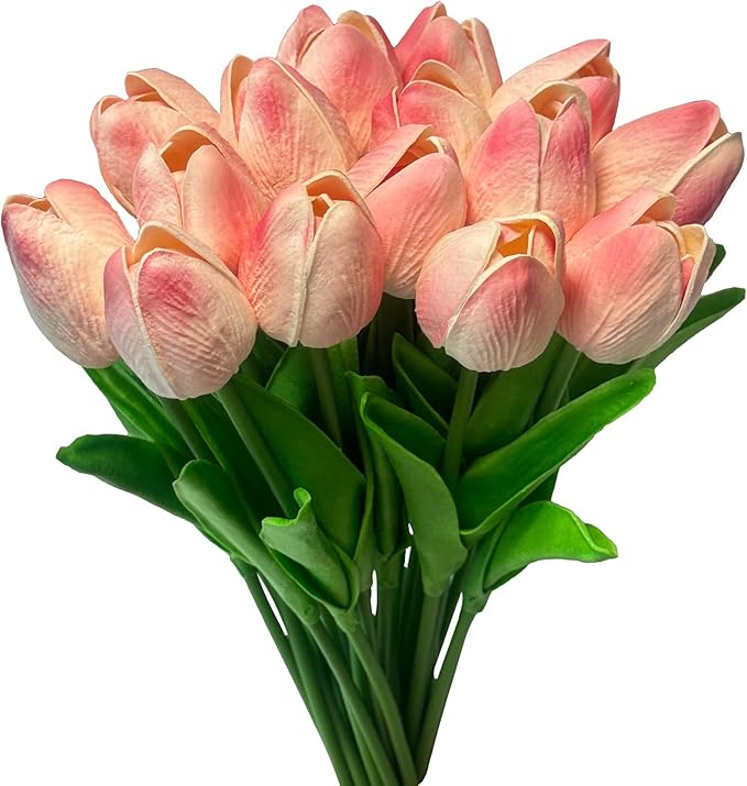 15pcs Real Touch Tulips PU Artificial Flowers Fake Tulips Flowers for Arrangement Wedding Party Easter Spring Home Dining Room Office Decoration-CasaMuseHome