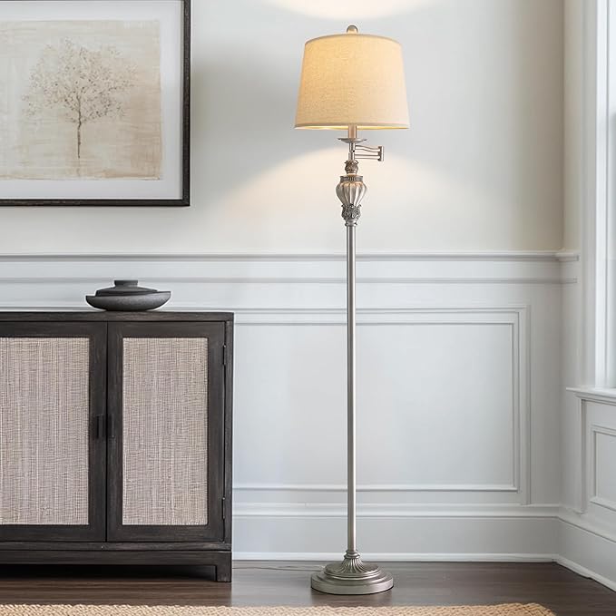 61" Vintage Floor Lamp with 350° Adjustable Swing Arm, Tall lamp Standing Lamp for Living Room Bedside Bedroom Nightstand Retro Farmhouse Mid Century Lamp Light Home Décor Office Gifts-CasaMuseHome