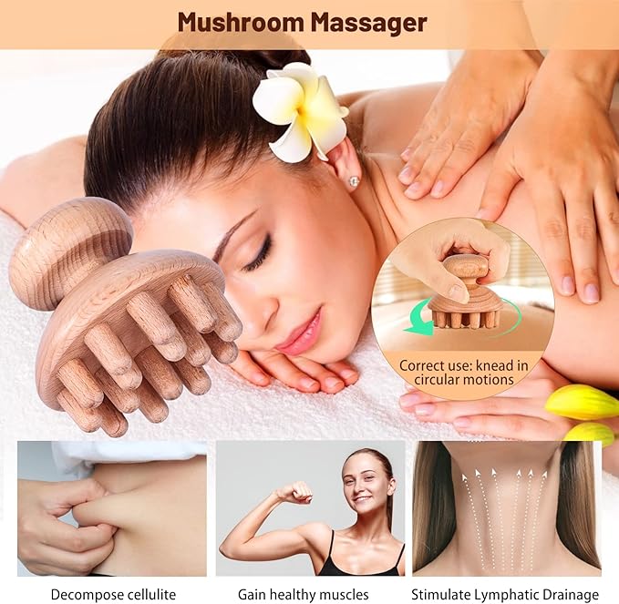 6 Pcs Wood Therapy Massage Tools, Meifuly Professional Complete Maderotherapia Wooden Massager Kit for Body Shaping, Lymphatic Drainage, Muscle Pain Relief, Anti-Cellulite (with Storage Bag)-CasaMuseHome
