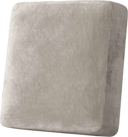 H.VERSAILTEX Velvet Stretch Couch Cushion Cover Plush Cushion Slipcover for Chair Cushion Furniture Protector Seat Cushion Sofa Cover (1 Piece Armchair Cushion Covers, Oatmeal)-CasaMuseHome