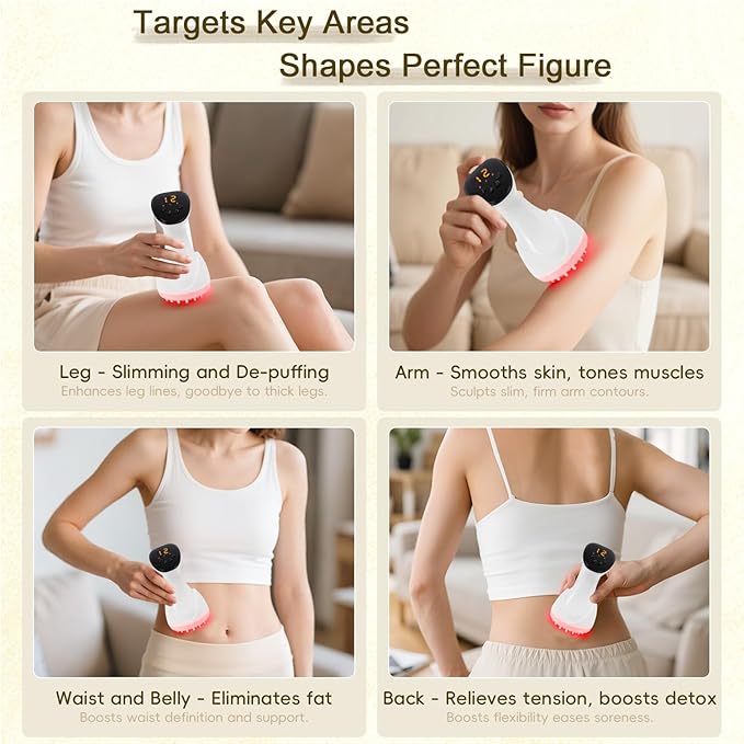 2025 Upgraded Lymphatic Drainage Massager Body Sculpting Machine Helps Reduce Stretch Marks & Cellulite for Legs, Arms & Belly Anti Cellulite Massage Tool with Light Heat & Vibration-CasaMuseHome