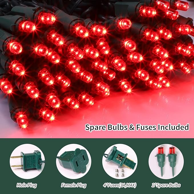 100 Count Red -String Lights - 21.6FT LED Christmas Lights, Mini led Lights for Indoor Outdoor Home Holiday Party Wedding Independence Day Decoration-CasaMuseHome