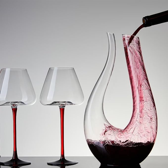 1PC Luxurious U-Shaped Crystal Glass Wine Decanter - High-End European Style, Harp Design, Red Wine, Large Capacity, Perfect for Home, Restaurant, and Household Use-CasaMuseHome