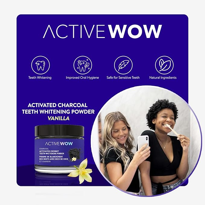 Active Wow Activated Coconut Powder – Whitening Toothpaste Powder, Fluoride-Free, Sulfate & Paraben-Free, Vanilla Flavor-CasaMuseHome