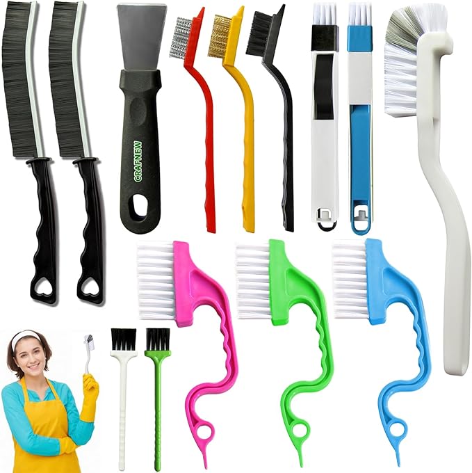 14Pcs Small Crevice Cleaning Brush Set, Groove Gap Cleaning Tool for Cleaning Kitchen,Bathroom, Corner, Sink,Door,Window Track,Cup-CasaMuseHome