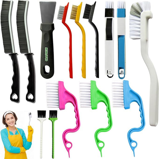 14Pcs Small Crevice Cleaning Brush Set, Groove Gap Cleaning Tool for Cleaning Kitchen,Bathroom, Corner, Sink,Door,Window Track,Cup-CasaMuseHome