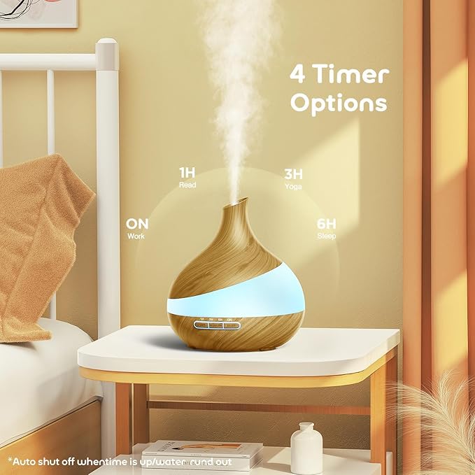 500ML Essential Oil Diffuser: Aroma Diffuser with Remote Control for Hotel Spa Yoga Room - Humidifiers for Bedroom with 14 Colors LED Night Light for Kids/Women Home Relaxation-CasaMuseHome