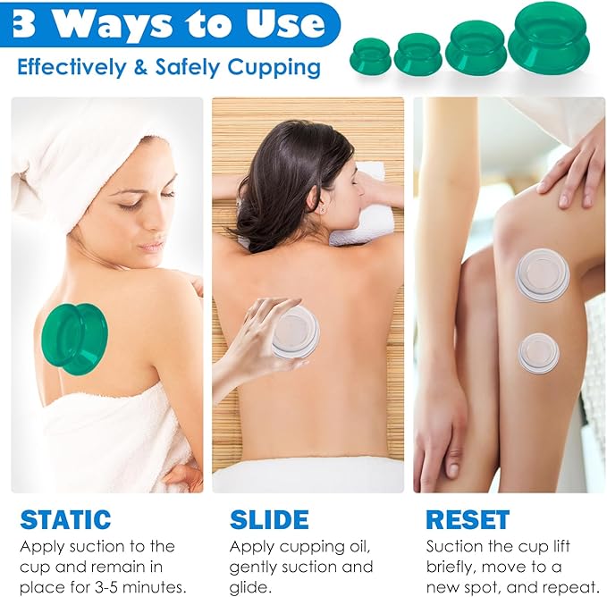 15Pcs Cupping Therapy Set-Professional Silicone Cupping, Suitable for Facial Body Massage/Deep Myofascial Release/Pain Relief/Muscle Relaxation & More (Green,15pcs)-CasaMuseHome