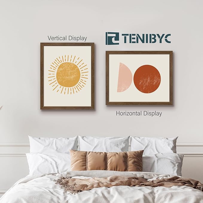 16x20 Picture Frame Set of 3 - Brown Woodgrain, Wood Poster Frame, HD Tempered Glass, Wall Gallery Hanging-CasaMuseHome