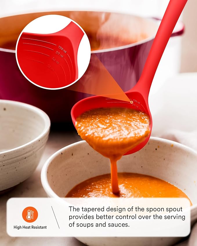 Kitchen Utensils Set, 13PCS Silicone Cooking Utensils, Heat Resistant Kitchen Utensil Spatula Set for Nonstick Cookware, Wooden Handles Kitchen Gadgets Tools Set (RED)-CasaMuseHome