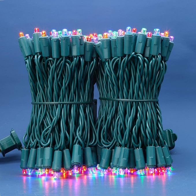 200 Count Multicolor Wide Angle LED Christmas Lights, 66 ft Green Wire UL Certified Commercial Grade 5mm Holiday String Light Set (Multicolor)-CasaMuseHome