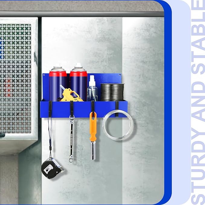 3 Pack Magnet Garage Organizer Magnetic Spice Rack for Refrigerator 20 lb Capacity Shelf Hanging Heavy Duty Magnetic Fridge Side for Organize Garage Tools(Blue)-CasaMuseHome