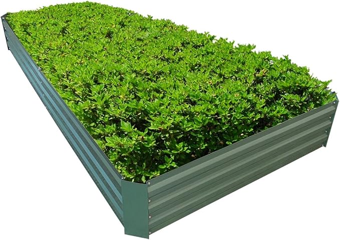 8x4x1ft Metal Raised Garden Bed Kit，Galvanized Garden Bed Box for Vegetables, Flowers, Herbs, and Succulents,240 Gallon Capacity - Green-CasaMuseHome
