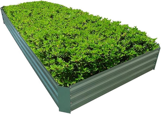 8x4x1ft Metal Raised Garden Bed Kit，Galvanized Garden Bed Box for Vegetables, Flowers, Herbs, and Succulents,240 Gallon Capacity - Green-CasaMuseHome