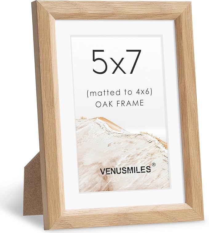 5x7 Picture Frame Natural Solid Oak Photo Frames with 4x6 Removable Mat Wall Hanging Large Handcrafted Frame with HD Plexiglass Wall and Tabletop Display Large Poster Frame-CasaMuseHome
