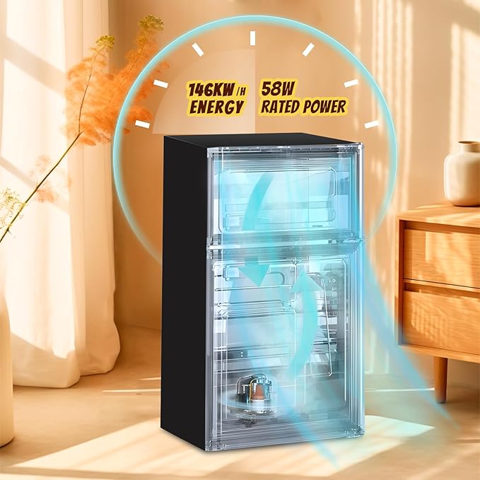 2.4 Cu.ft Mini Fridge Small Refrigerator with Freezer Dual Door Dorm Fridge for Personal Senven Temp Gear Suit for Apartment, Bedroom, Rv Silver-CasaMuseHome