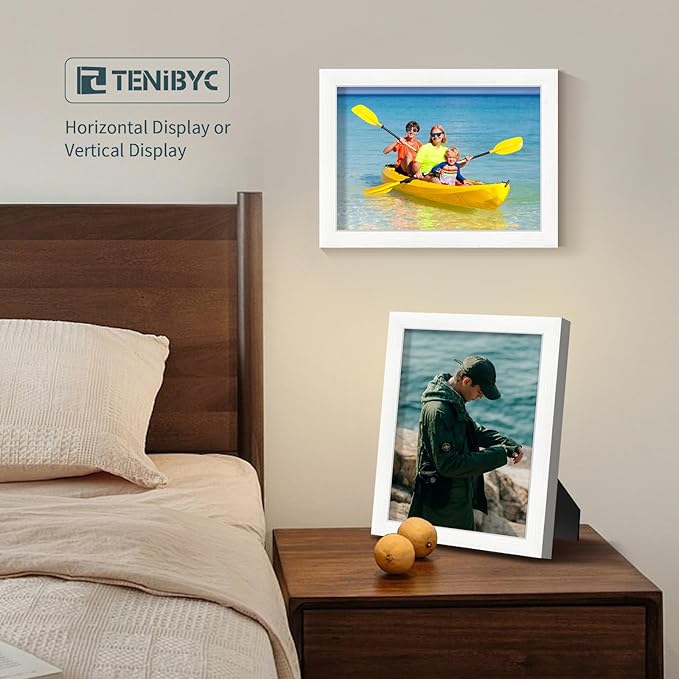 9x12 Frame 3 Pack - White Woodgrain, HD Tempered Glass, 9 x 12 Picture Frame for Photos, Tabletop or Wall Display-CasaMuseHome