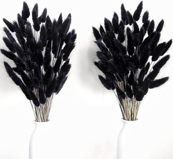 115 PCS Black Pampas Grass Bouquet, Boho Table Decor, Black Bunny Tails Dried Flowers, Dried Pampas Grass for Weddings, Home Decor, Rustic Parties, and Baby Shower Decorations-CasaMuseHome