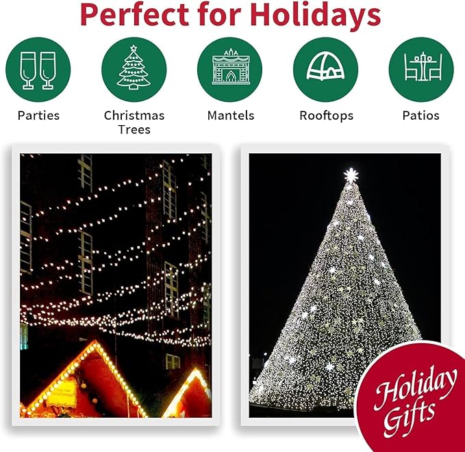 150 LED White String Lights - LED Christmas Decoration, Mini led Lights for Indoor Outdoor Home Holiday Party Wedding Independence Day Decoration-CasaMuseHome
