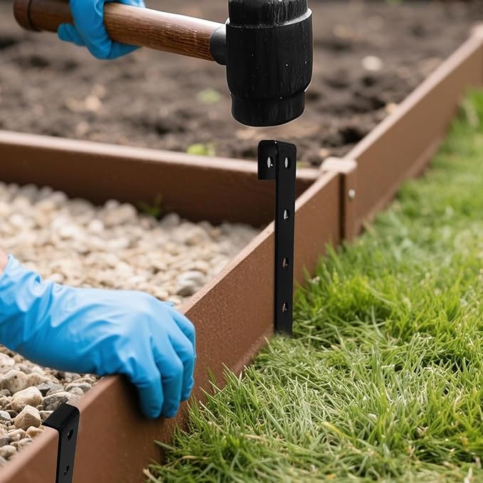 60Pcs Metal Garden Landscape Edging Stakes,Black, 10inch anchoring Stakes Landscape Anchoring Spikes for Terrace Board, Grass Barrier, Landscape Edging Coil, Garden Liner, Bender Board-CasaMuseHome